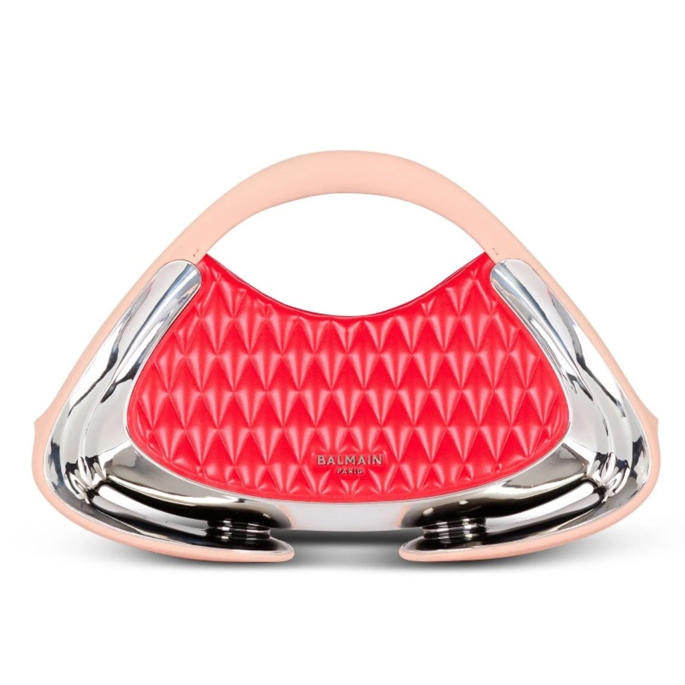 Balmain Jolie Madame tote bag Pink and Silver Quilted with Metallic Handle